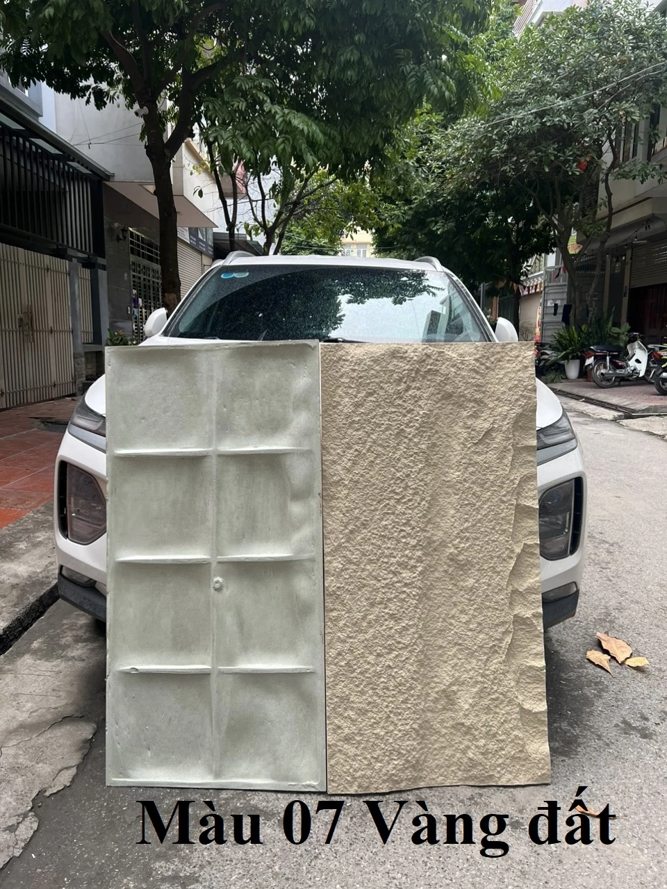 Tấm ốp tường vân đá nấm màu vàng gai HLPU05-07-3cm